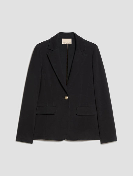 Blazer slim in jersey piqué - NERO PENNY BLACK PBJCABINA