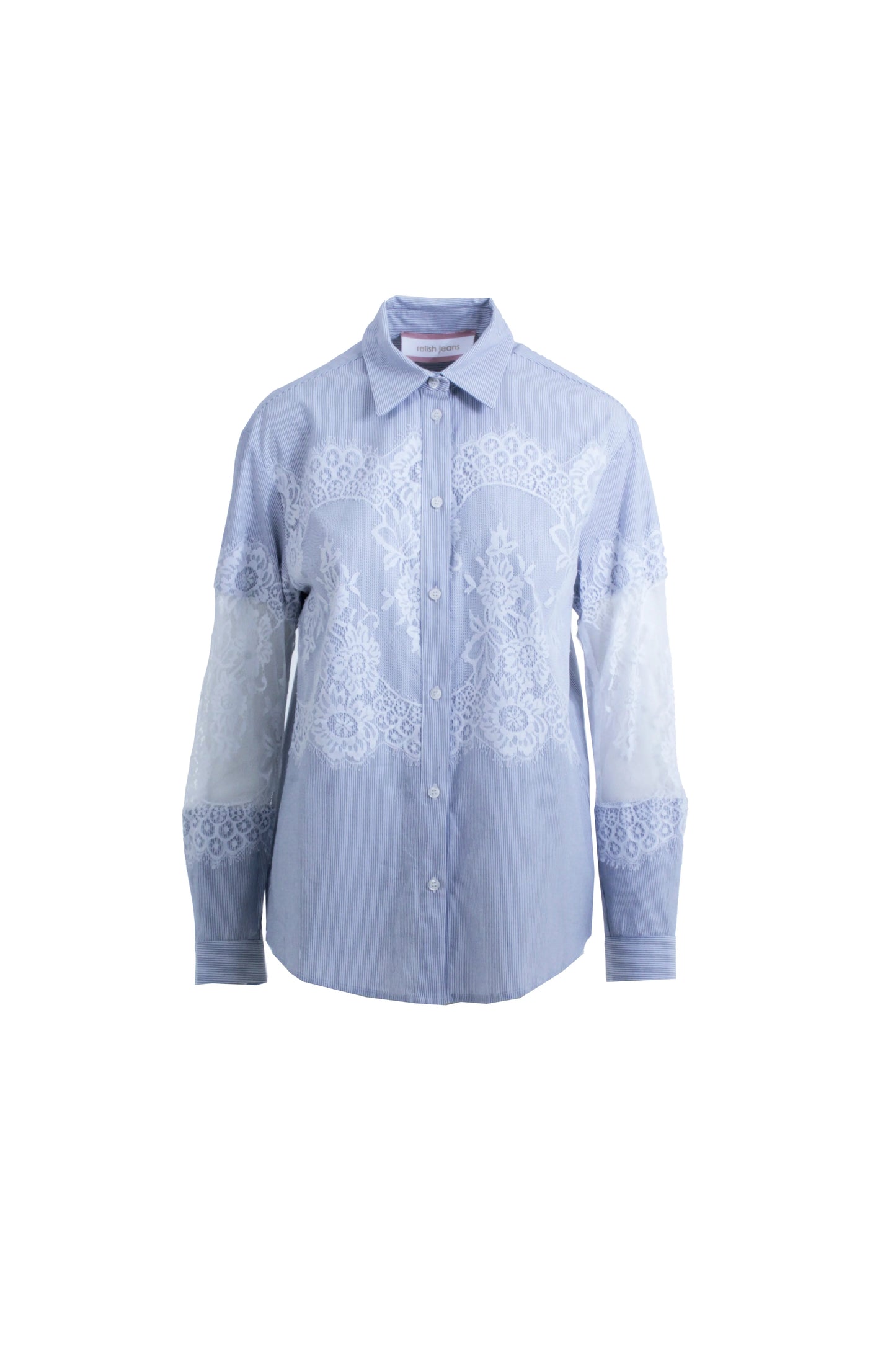 Relish Camicia CHARLIZE maniche lunghe con inserti pizzo maniche più corpo righe