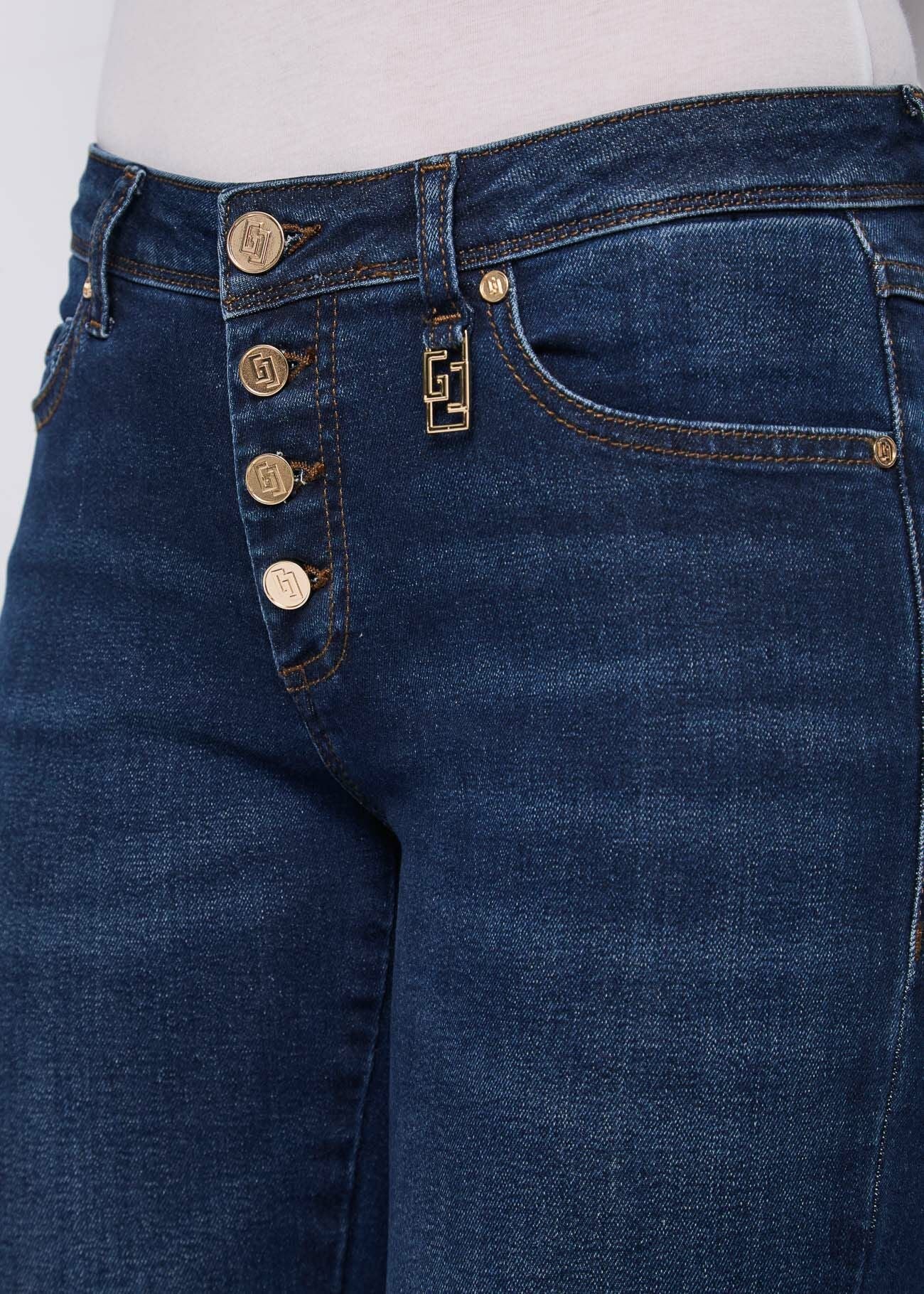 Jeans da donna con charm GJ e bottoni 251_521BD26025 BLU DENIM