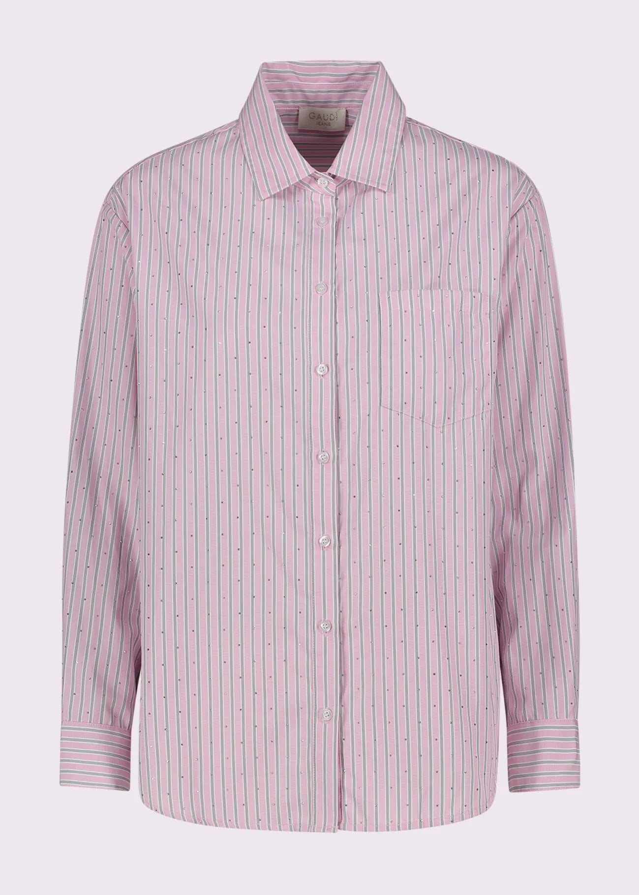Camicia da donna con motivo a righe e strass GAUDI 521BD45001_525023-01