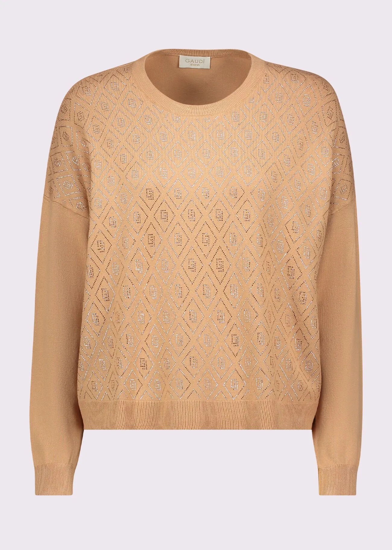 Maglia beige da donna con logo GAUDI 521BD53003_2369