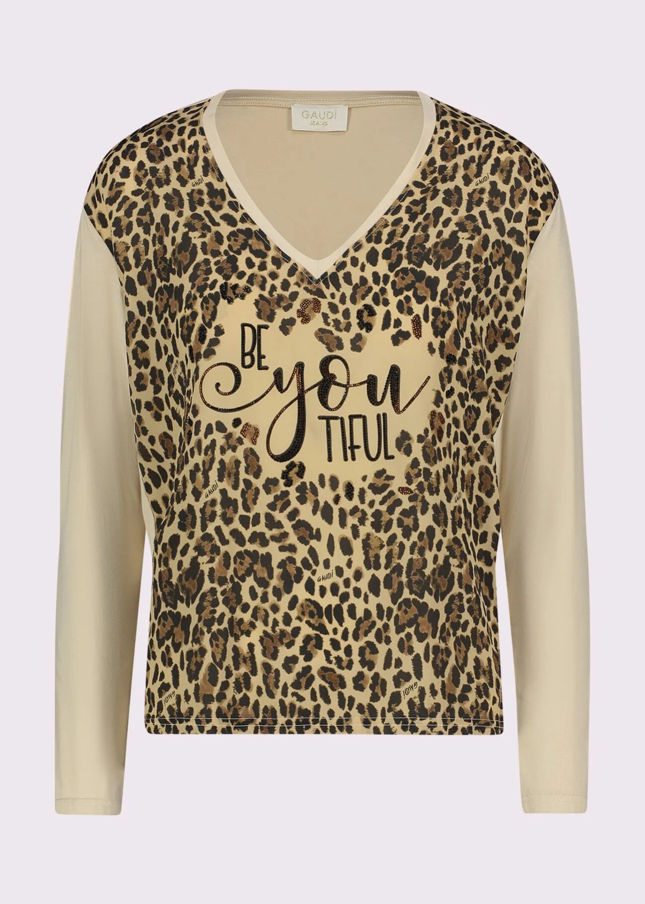 T-shirt da donna in jersey e georgette con stampa GAUDI 521BD64032_3222