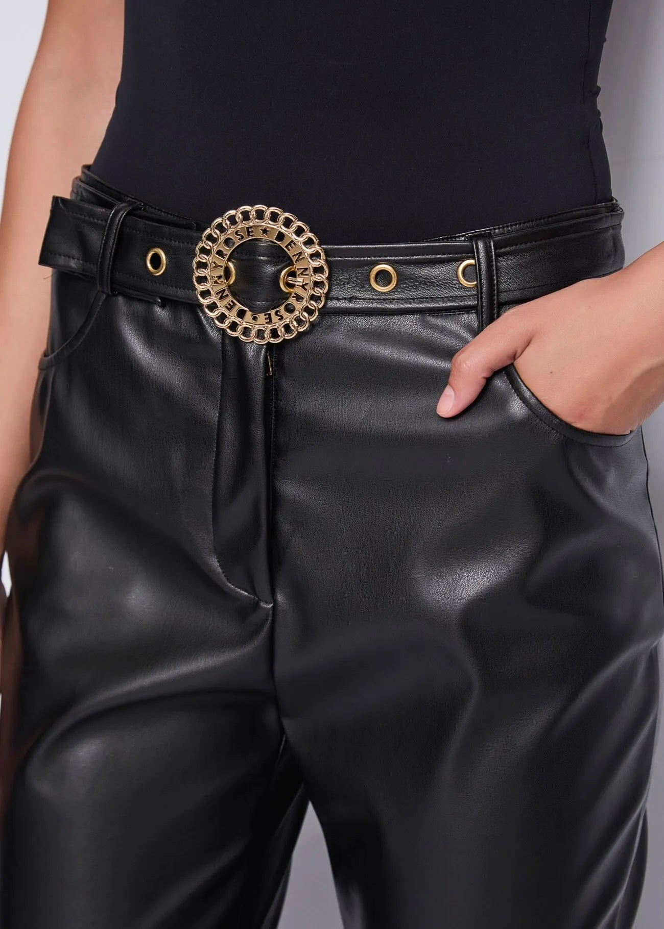 Pantalone in ecopelle con cintura - art. 521DD28003 - Denny Rose Autunno Inverno 2025/26