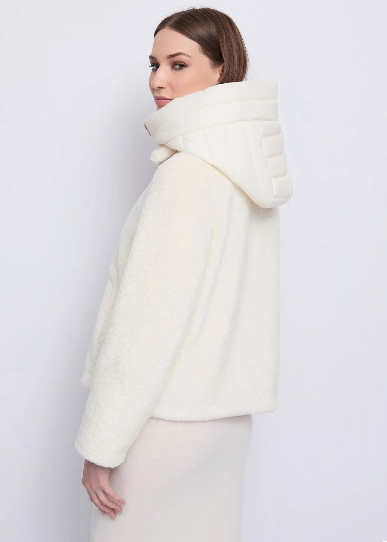 Giacca bianca da donna con cappuccio GAUDI 521FD39002_3213