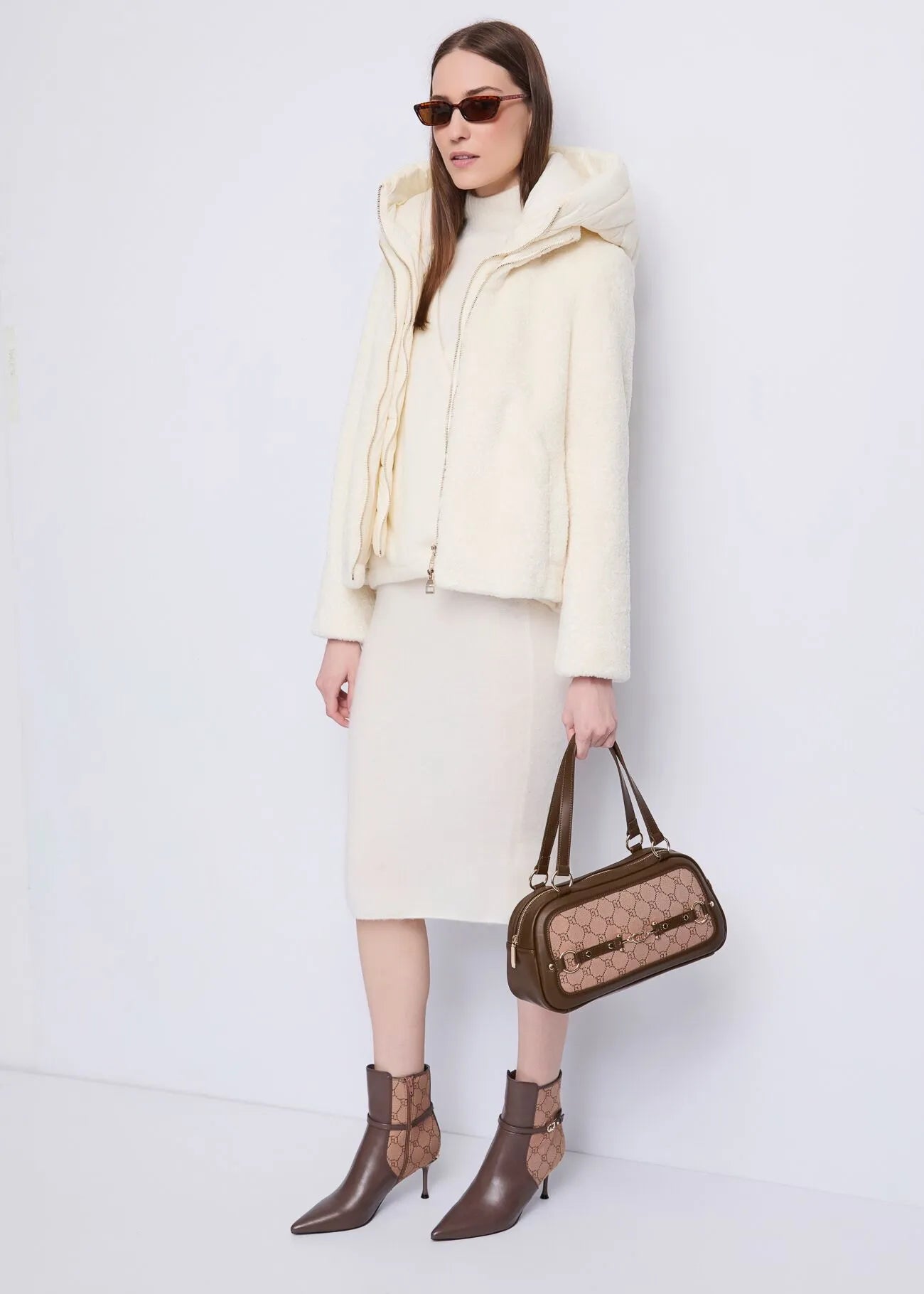 Giacca bianca da donna con cappuccio GAUDI 521FD39002_3213