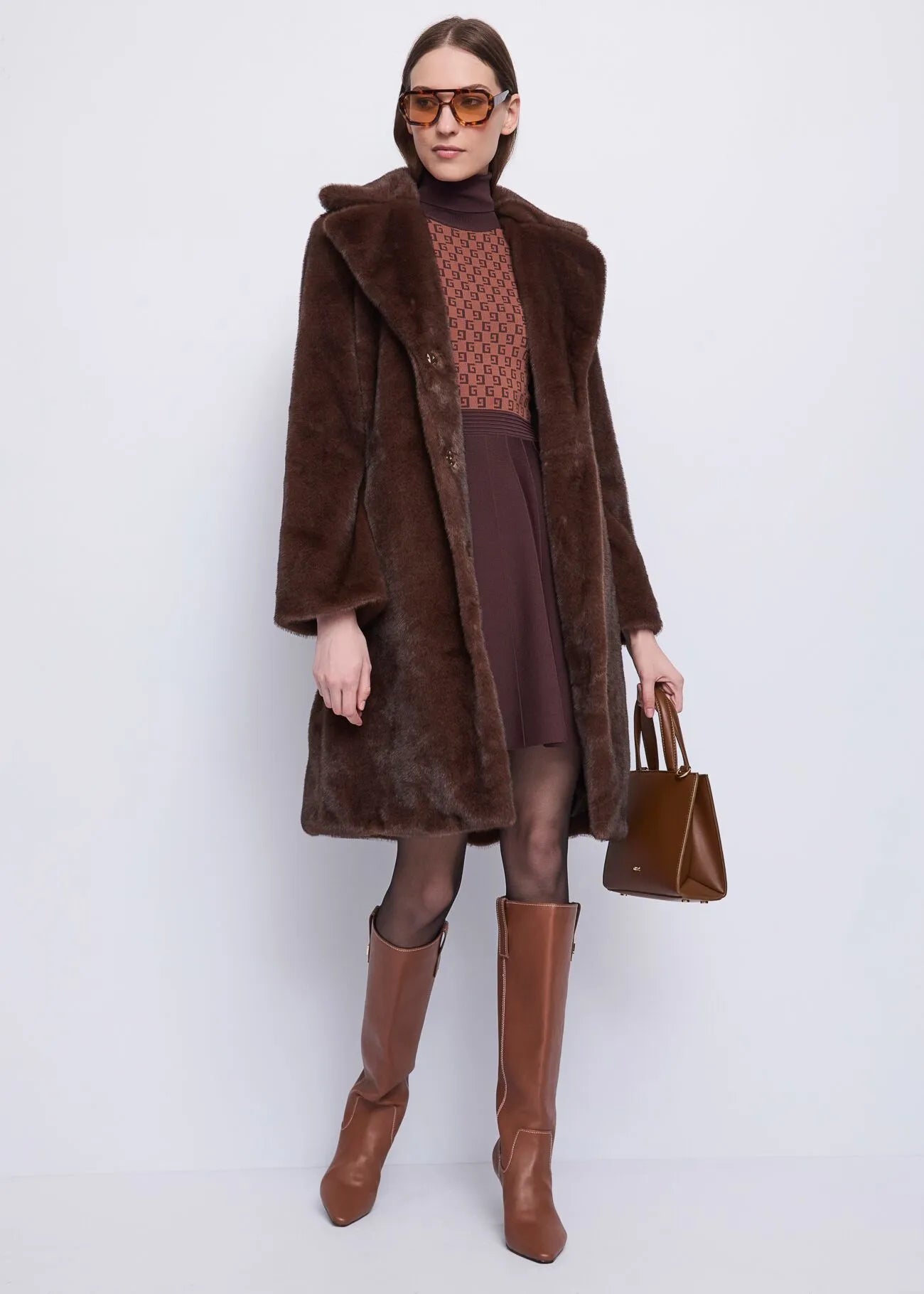 Cappotto marrone da donna con cintura GAUDI 521FD39003_3355
