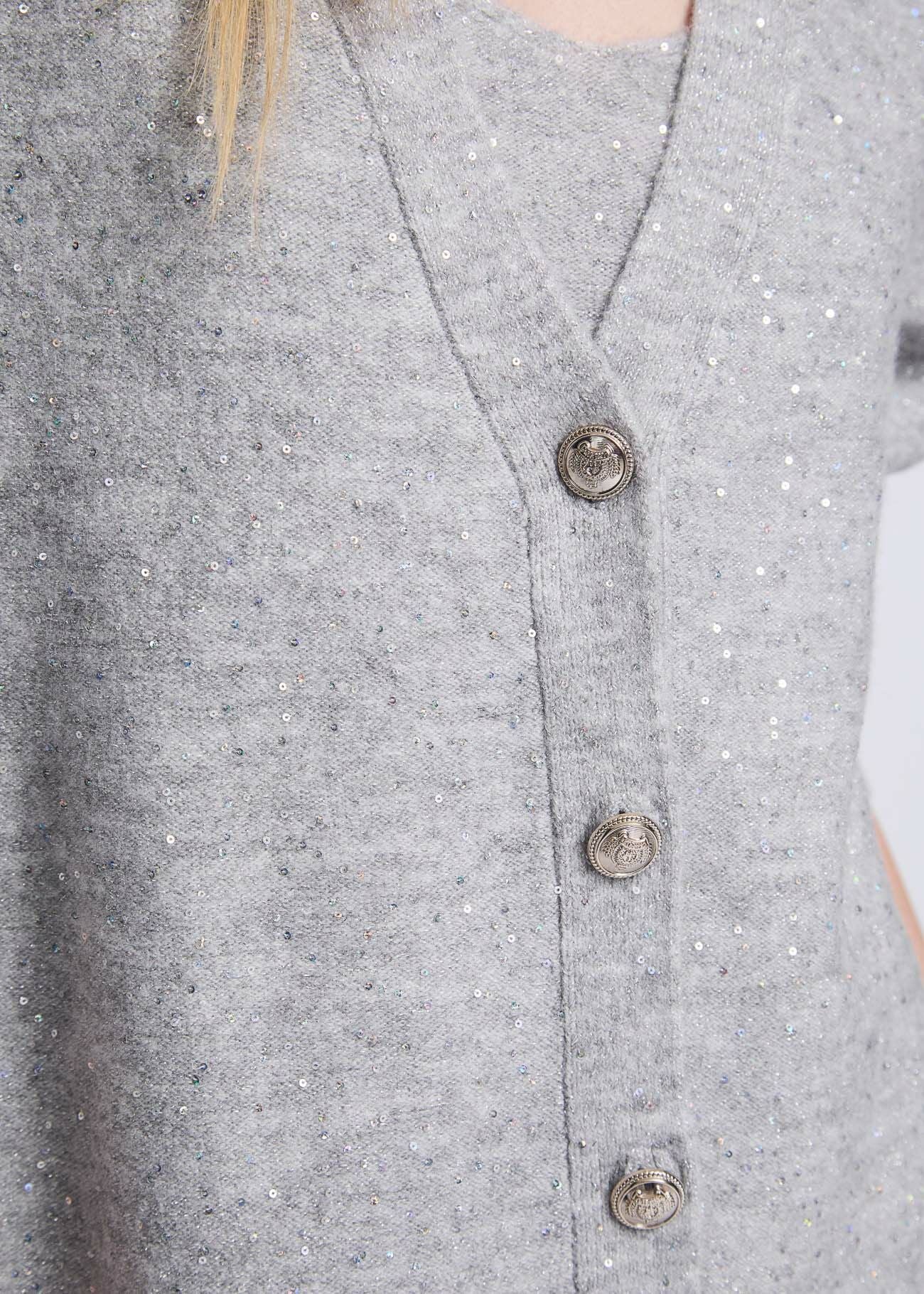 Cardigan grigio da donna con paillettes GAUDI 521FD53012_2082