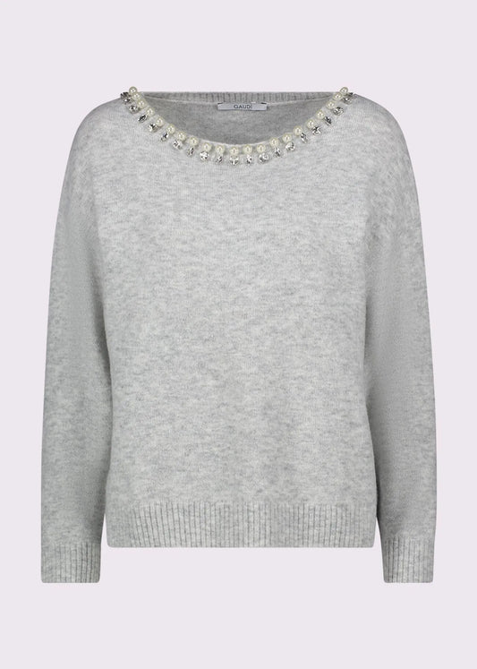 Maglia grigia da donna con strass GAUDI 521FD53019_2042