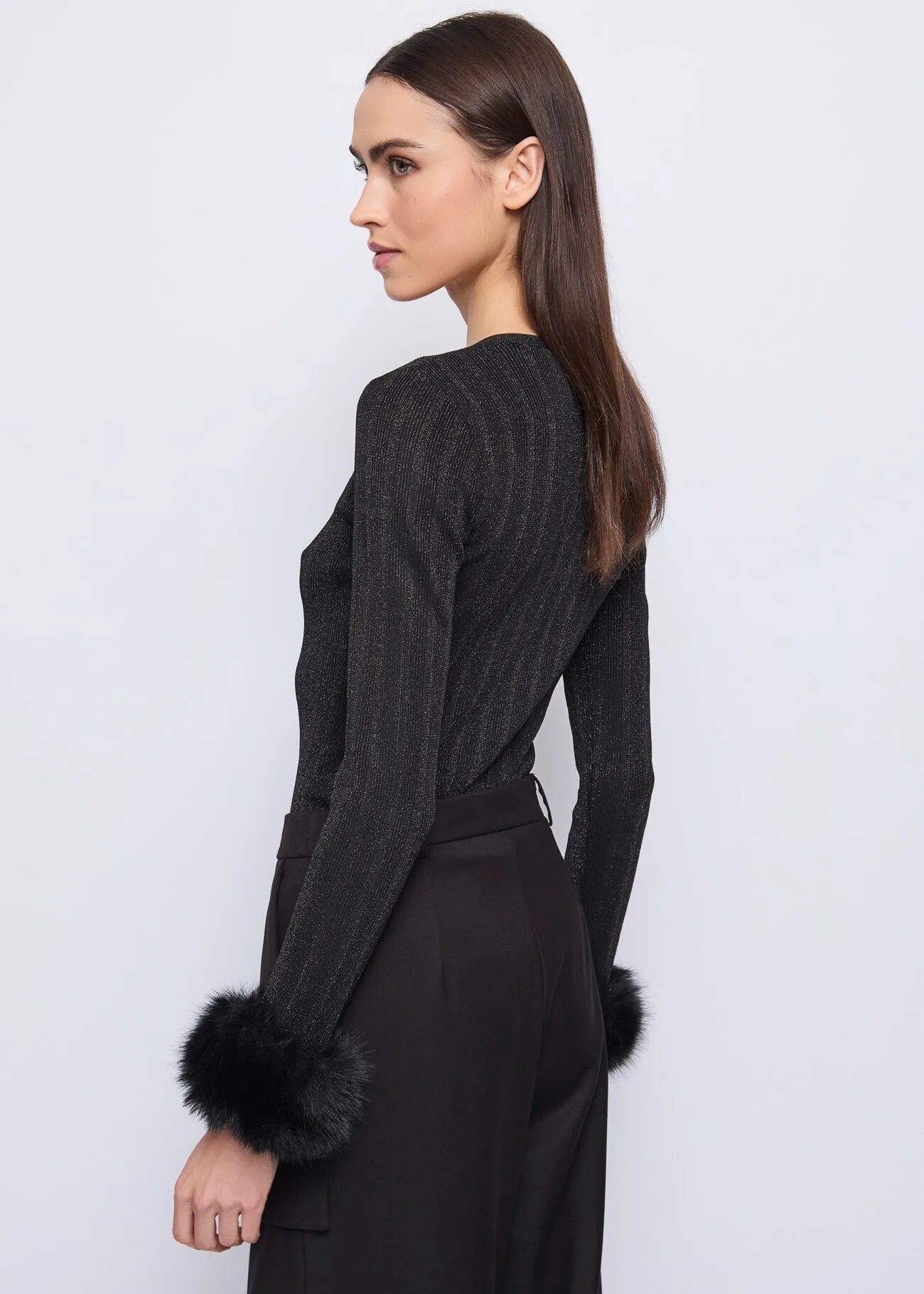 Cardigan nero da donna in filato lurex GAUDI 521FD53030_2001