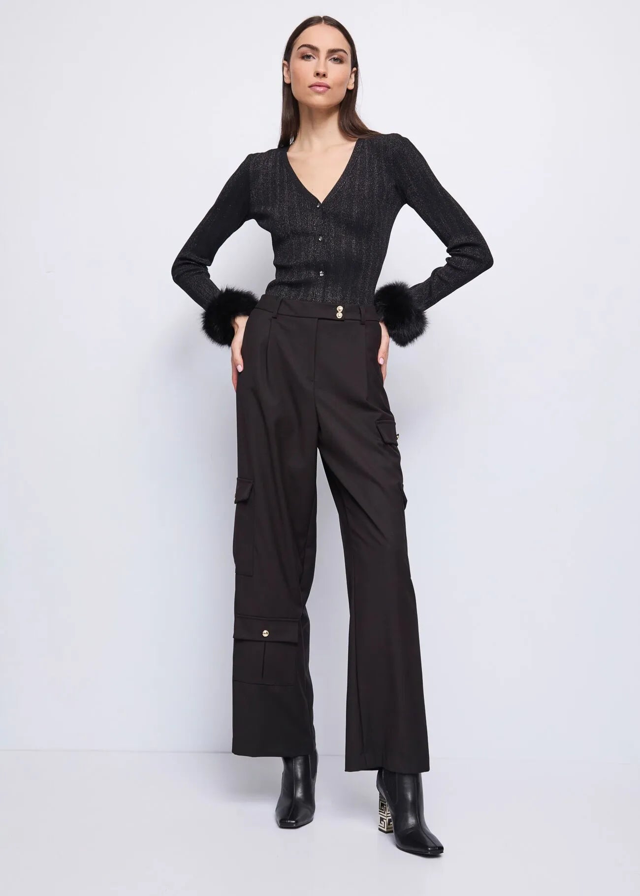 Cardigan nero da donna in filato lurex GAUDI 521FD53030_2001