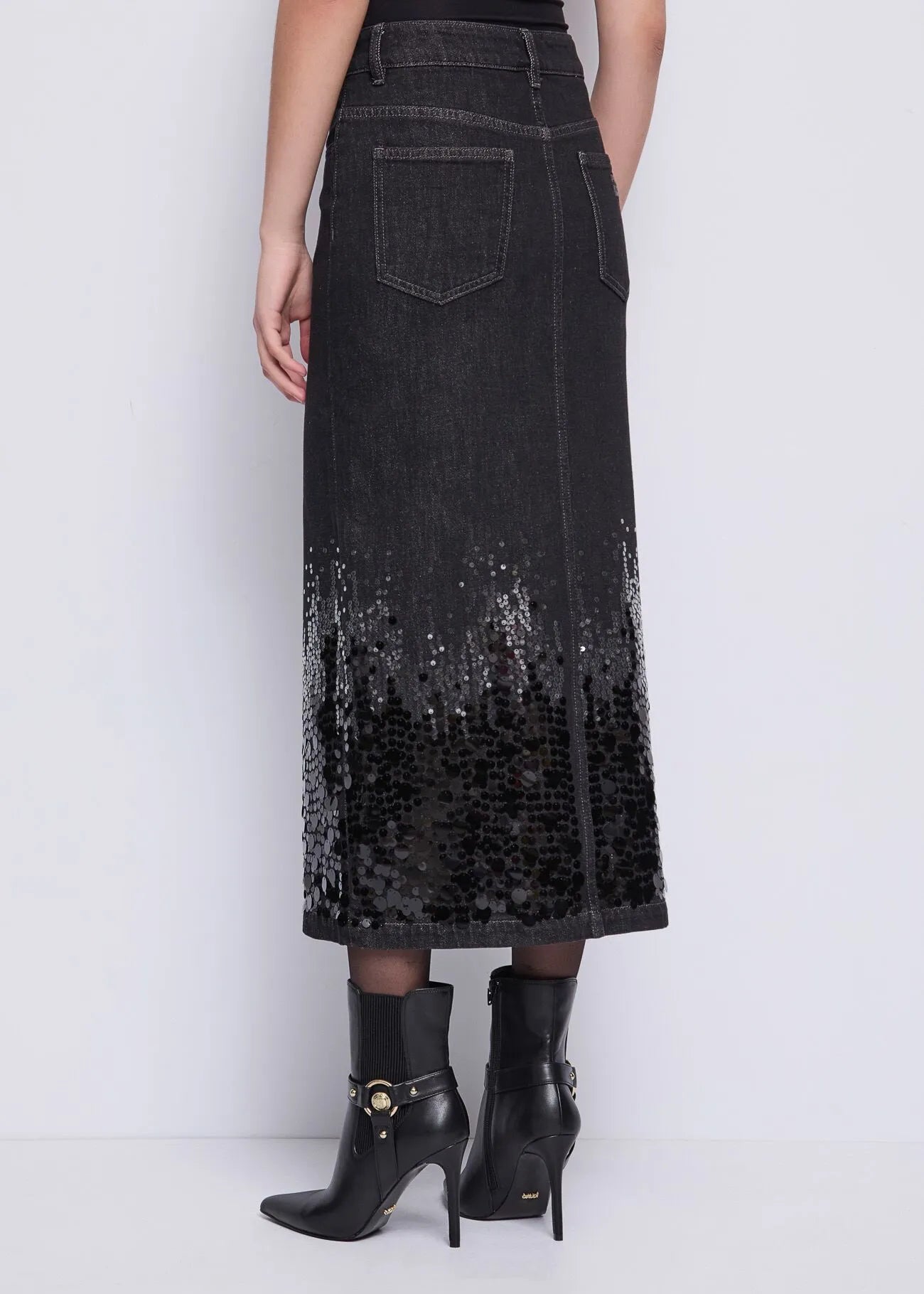 Gonna longuette in denim di cotone con spacco GAUDI 521FD76001
