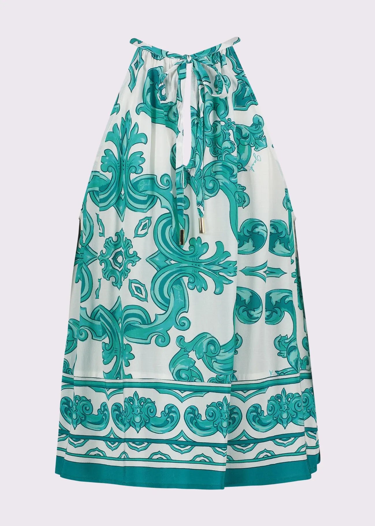 Top da donna bianco e verde con scollo all'americana ARTICOLO 511FD45034 GAUDI