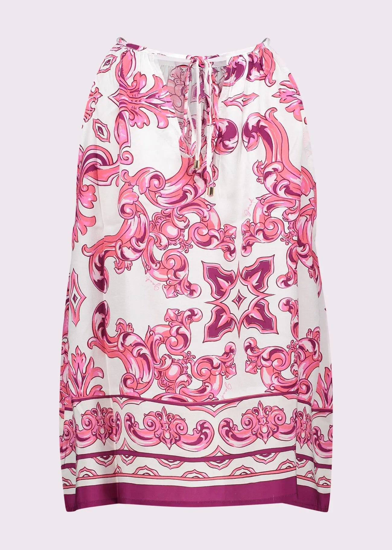 Top da donna bianco e rosa con scollo all'americana GAUDI 511FD45034 COLORE 511045