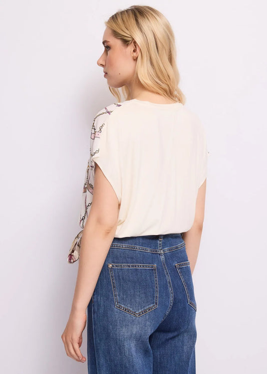 Women's t-shirt in jersey and georgette printed GAUDI 611BD64054_615089-0