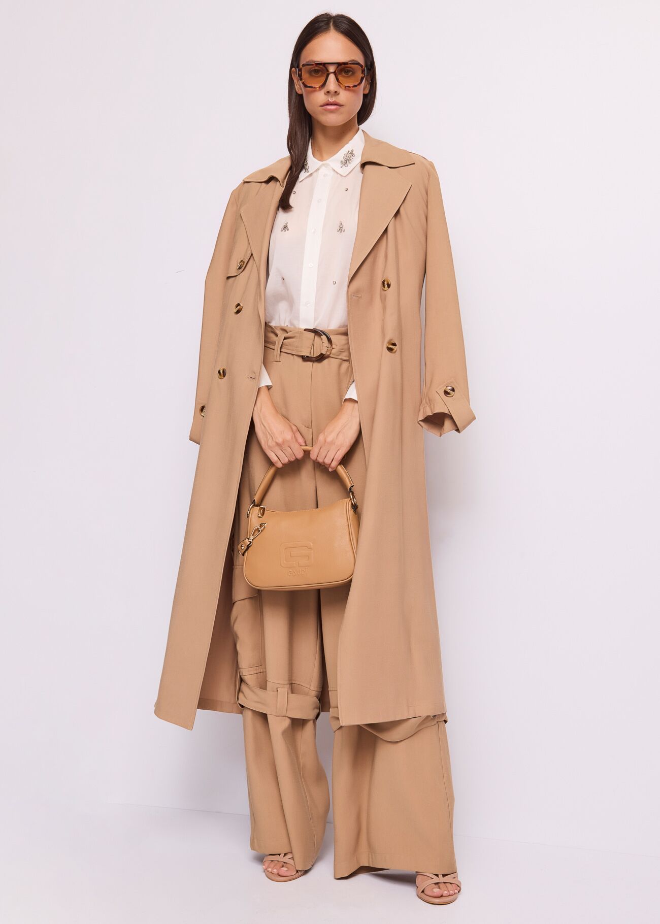 GAUDI 611FD45013_2101 Women's White Shirt with Rhinestones