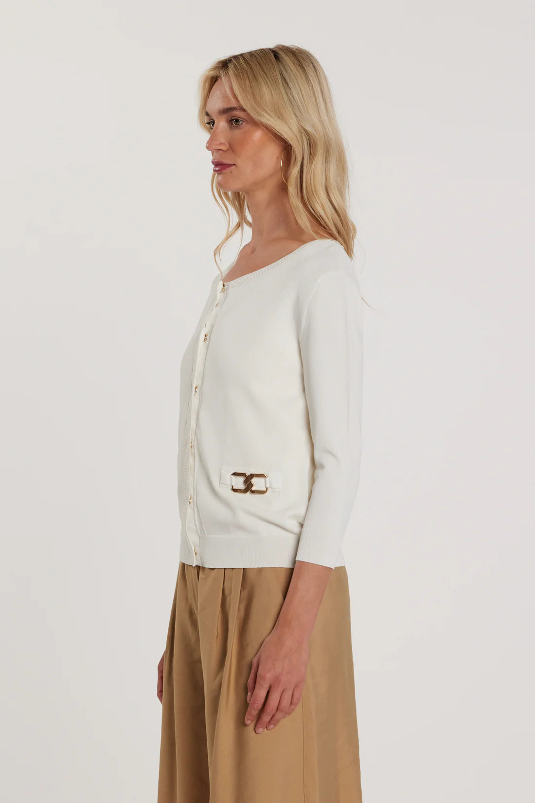 Relish Cardigan BASINGER maniche tre quarti girocollo con snap più patte più passante logo