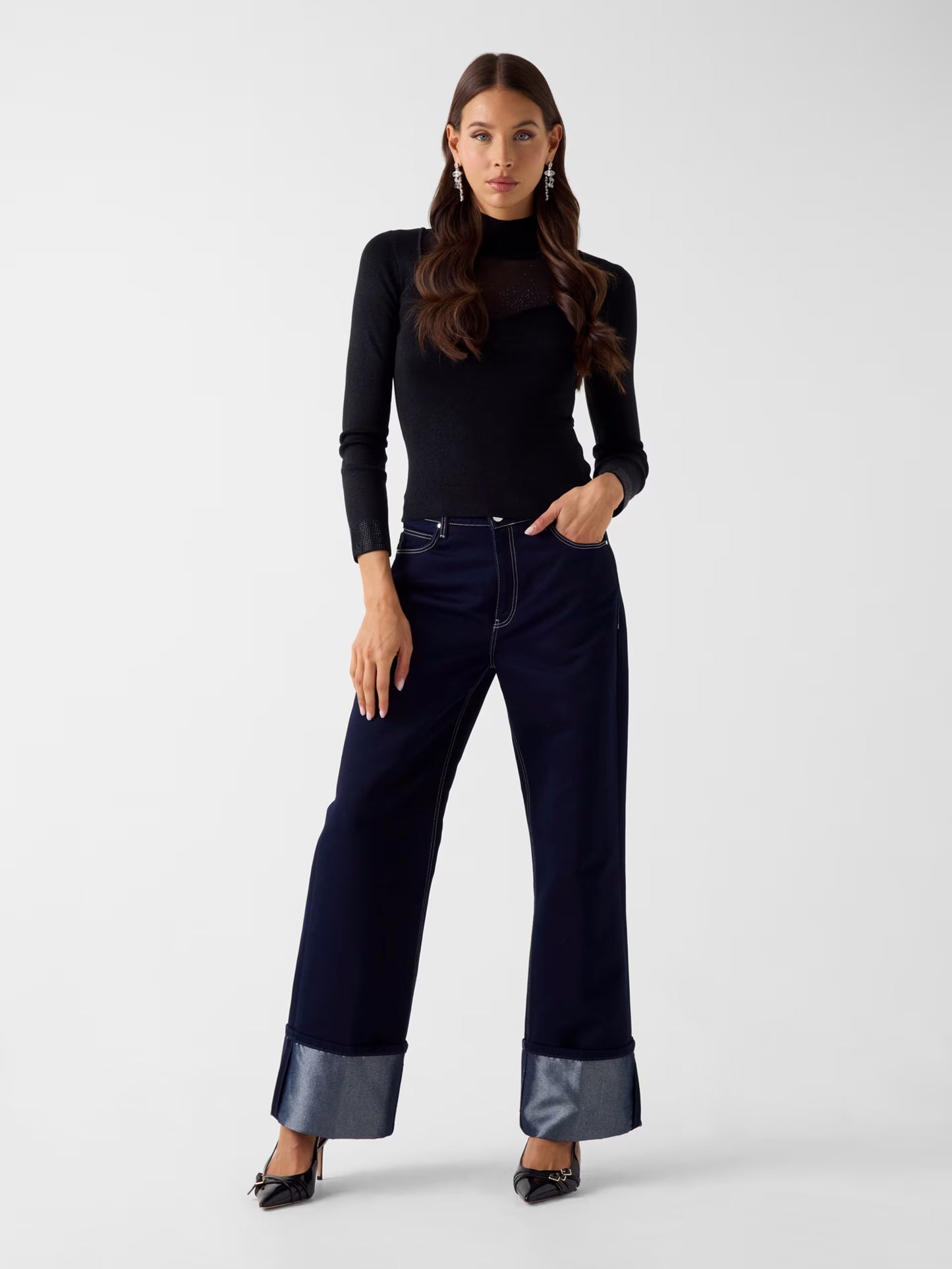 Guess W6RR45Z4842 Maglione con strass