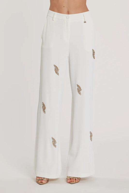 Relish Pantalone AVEZAM vita alta ampia con applicazioni strass