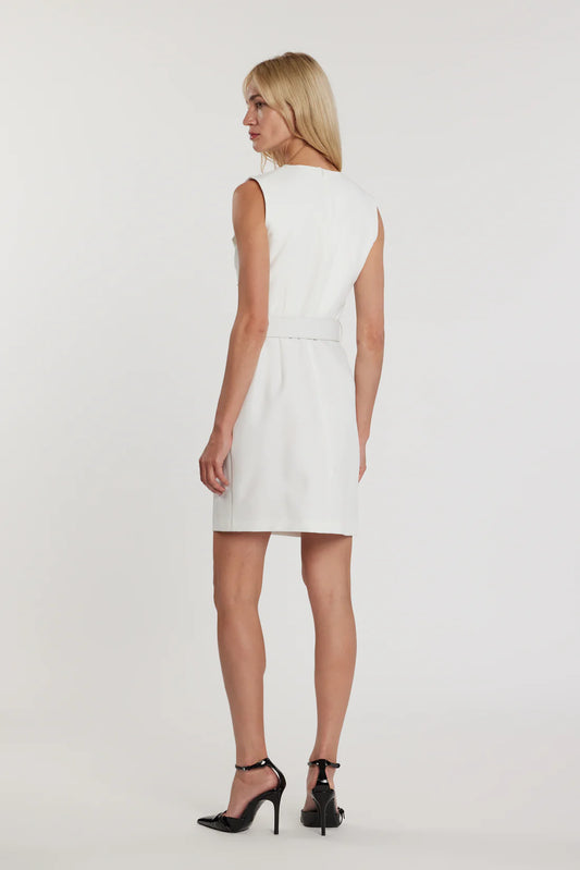 Relish Abito ALEJANDRA corto smanicato effetto chiodo con zip più cintura