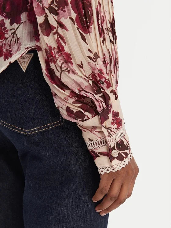 Guess New Josette Top PM6I BLUSH ROSES PRINT