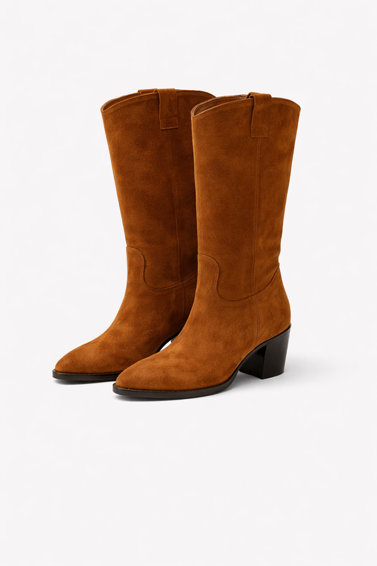 V 6 Stivali texani in suede color cuoio