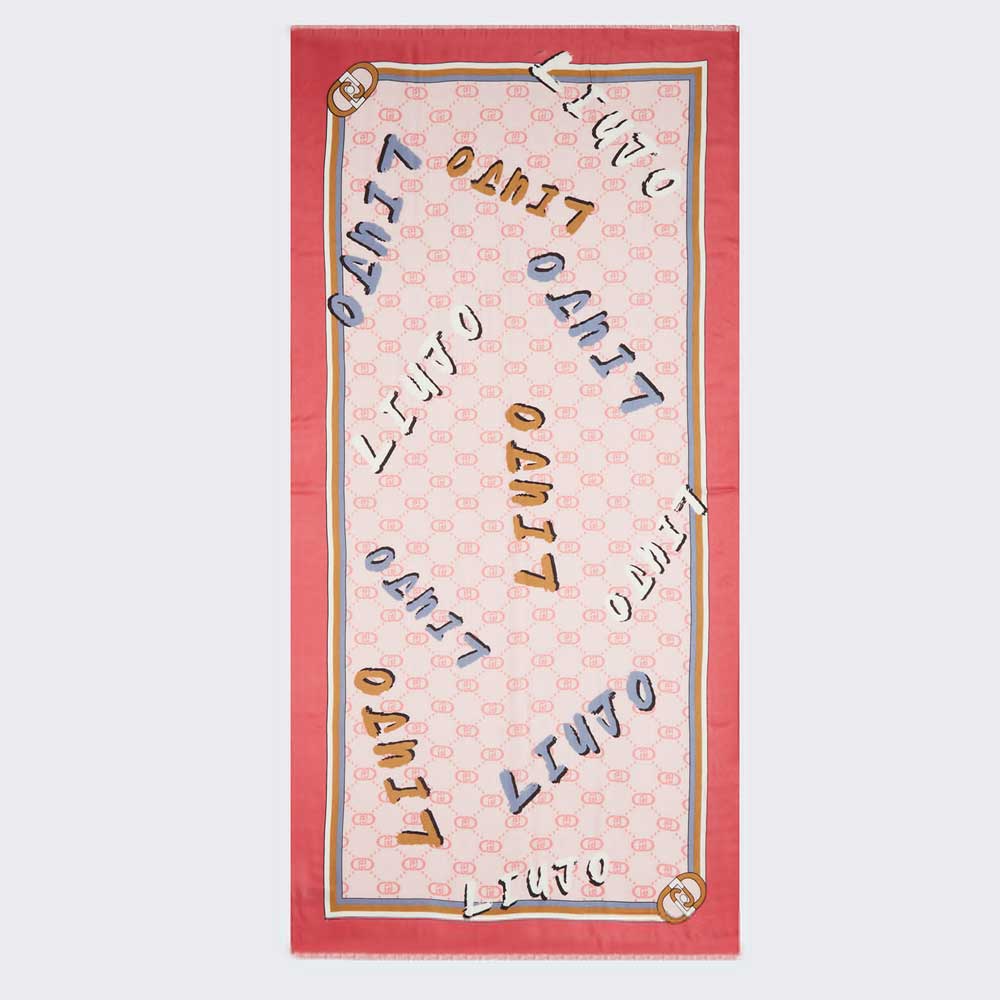 Liu-Jo Stola In Misto Lana 2F4099T0300 Con Logo Stampato Colore Rosa