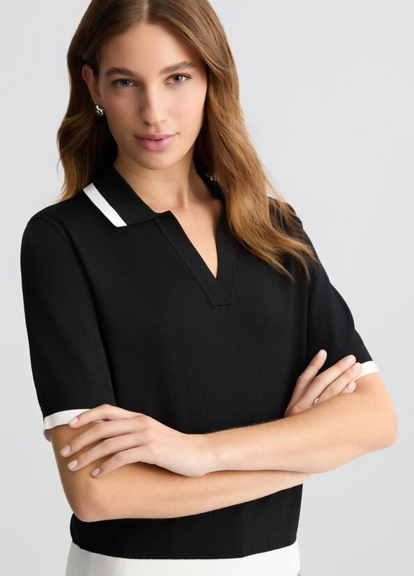 N. articolo TA5093MS022A6882 Maglia nera e bianca a coste LIUJO