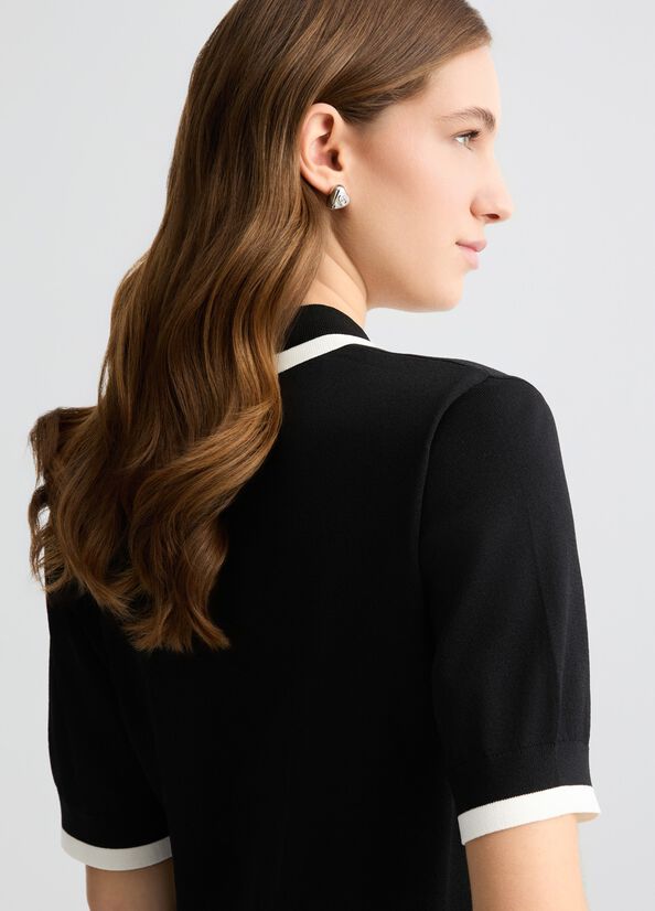 N. articolo TA5093MS022A6882 Maglia nera e bianca a coste LIUJO