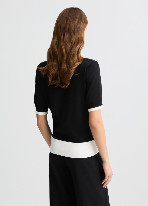 N. articolo TA5093MS022A6882 Maglia nera e bianca a coste LIUJO