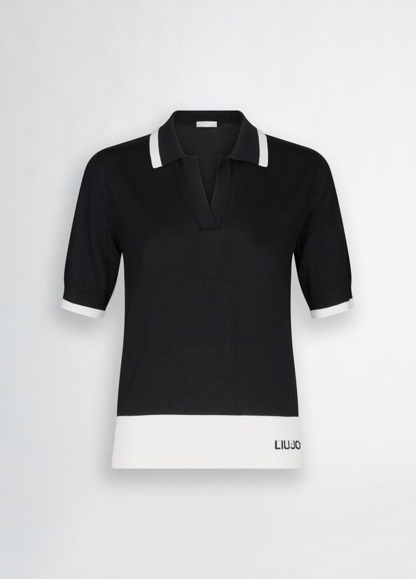 N. articolo TA5093MS022A6882 Maglia nera e bianca a coste LIUJO