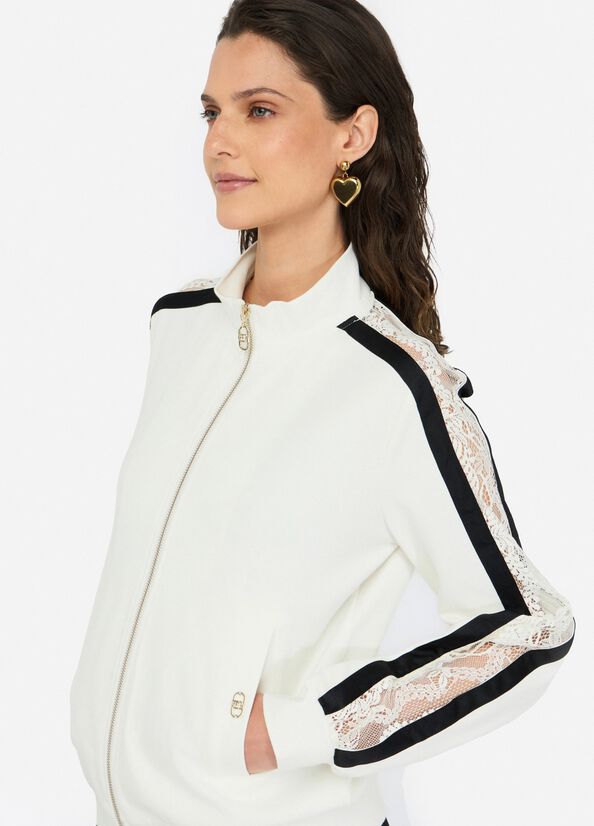 Felpa in cotone con pizzo LIUJO articolo TF5006J452303N76