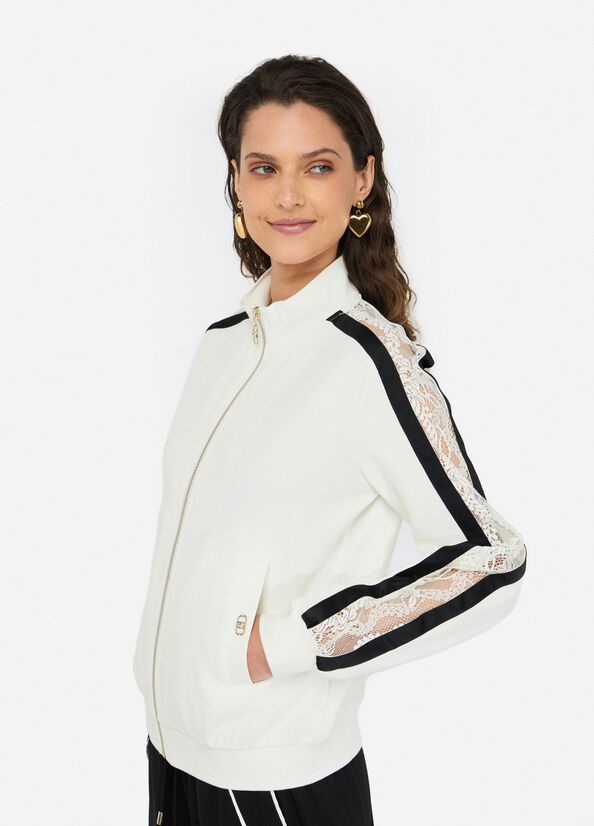 Felpa in cotone con pizzo LIUJO articolo TF5006J452303N76
