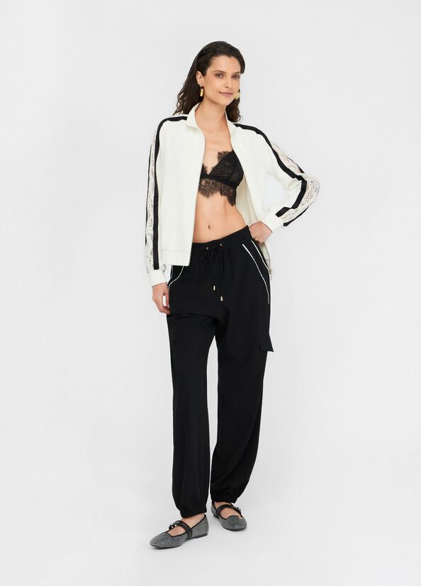Felpa in cotone con pizzo LIUJO articolo TF5006J452303N76