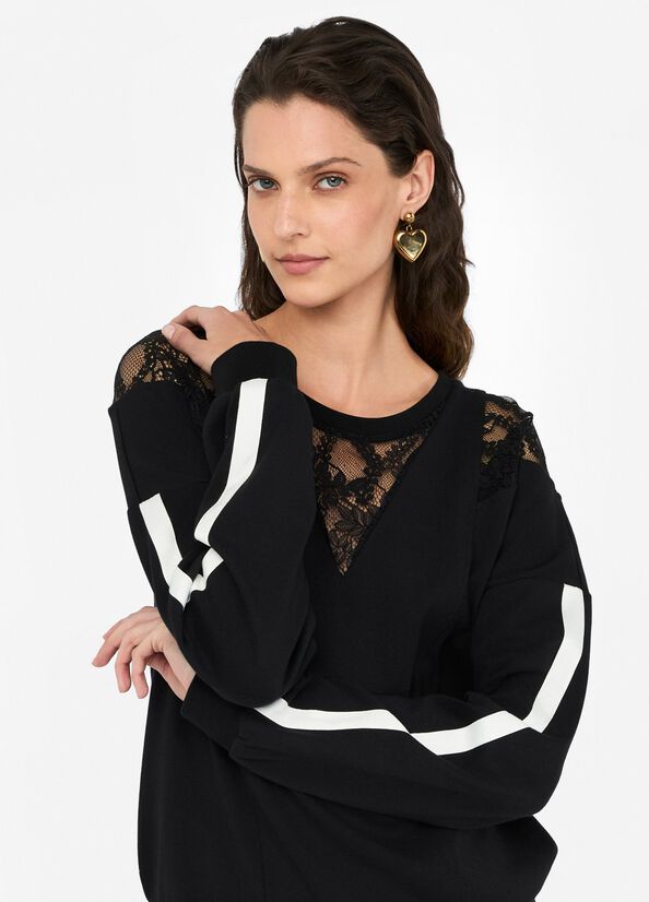 Felpa in cotone con pizzo LIUJO articolo TF5008J452303N66