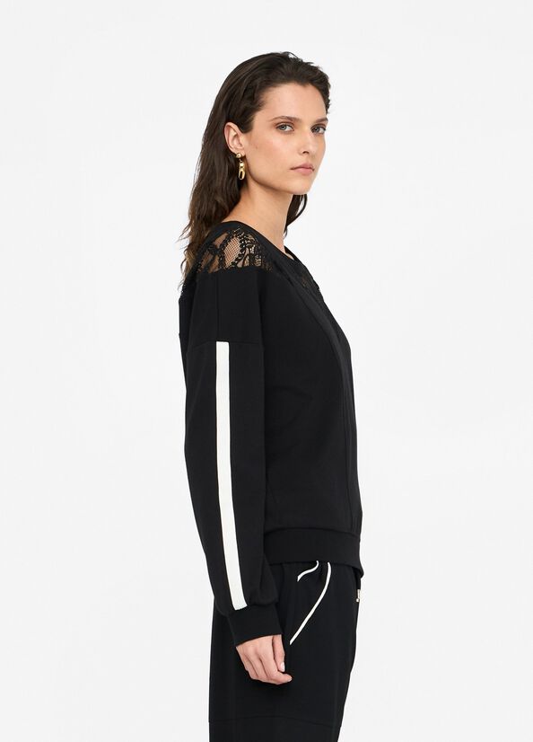 Felpa in cotone con pizzo LIUJO articolo TF5008J452303N66