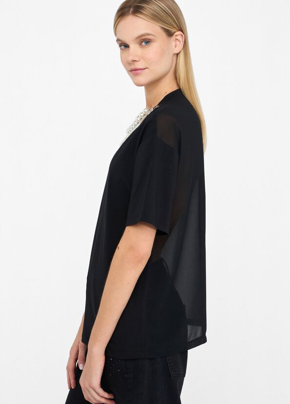 T-shirt con perle e strass LIUJO articolo CF5063J008822222