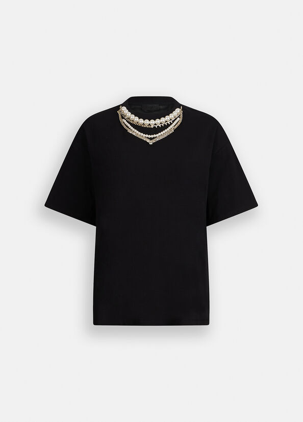 T-shirt con perle e strass LIUJO articolo CF5063J008822222