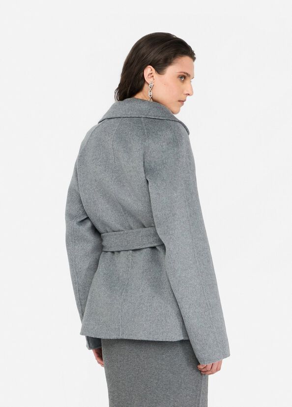 Cappotto in lana con cintura LIUJO articolo CF5071T462703243
