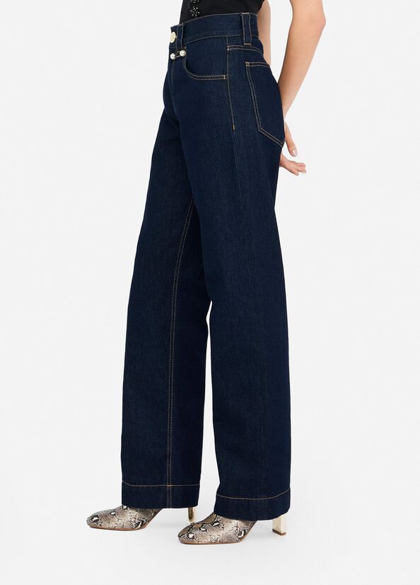 Jeans straight con perle gioiello LIUJO articolo CF5110D502878945