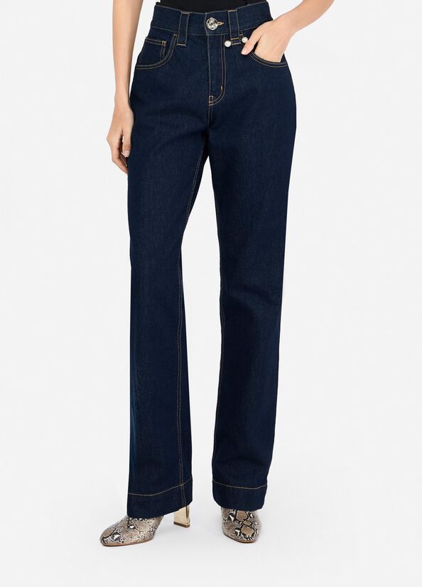 Jeans straight con perle gioiello LIUJO articolo CF5110D502878945