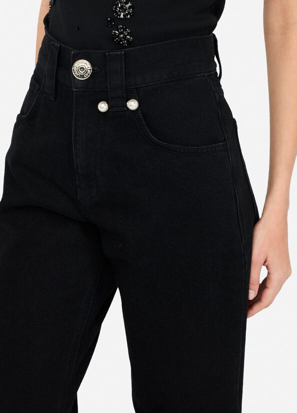 Jeans straight con perle gioiello LIUJO articolo CF5110D502887019