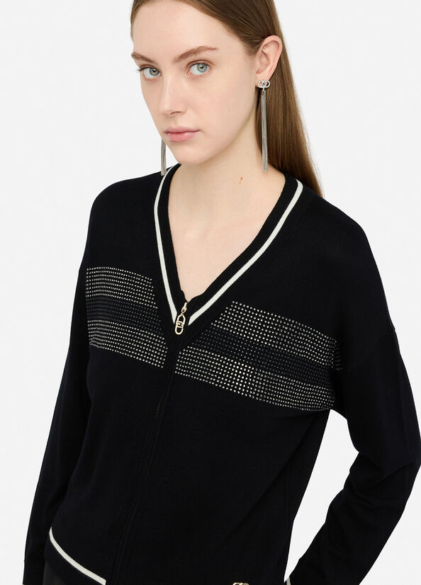 N. articolo TF5208MS49I03N66 Cardigan con zip e strass LIUJO