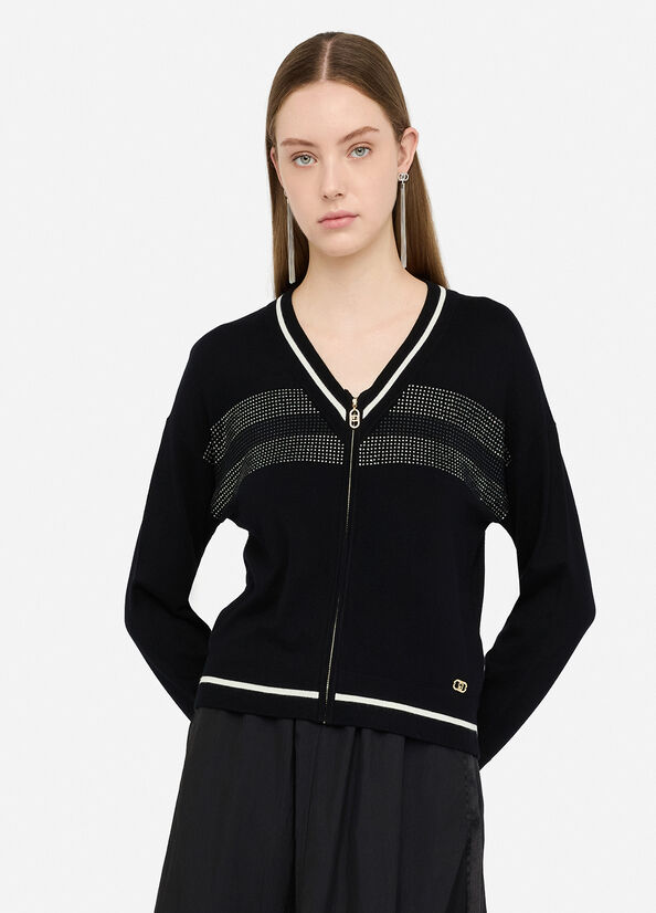 N. articolo TF5208MS49I03N66 Cardigan con zip e strass LIUJO