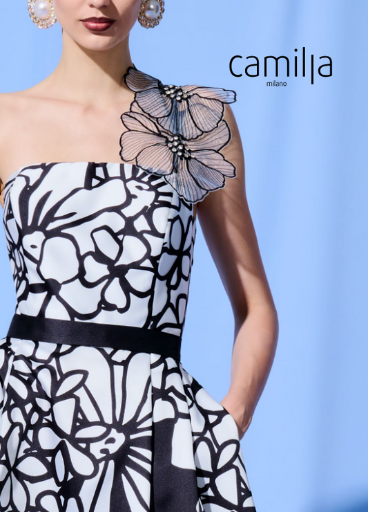 Camilla A933 Abito decollete in Mikado Fantasia