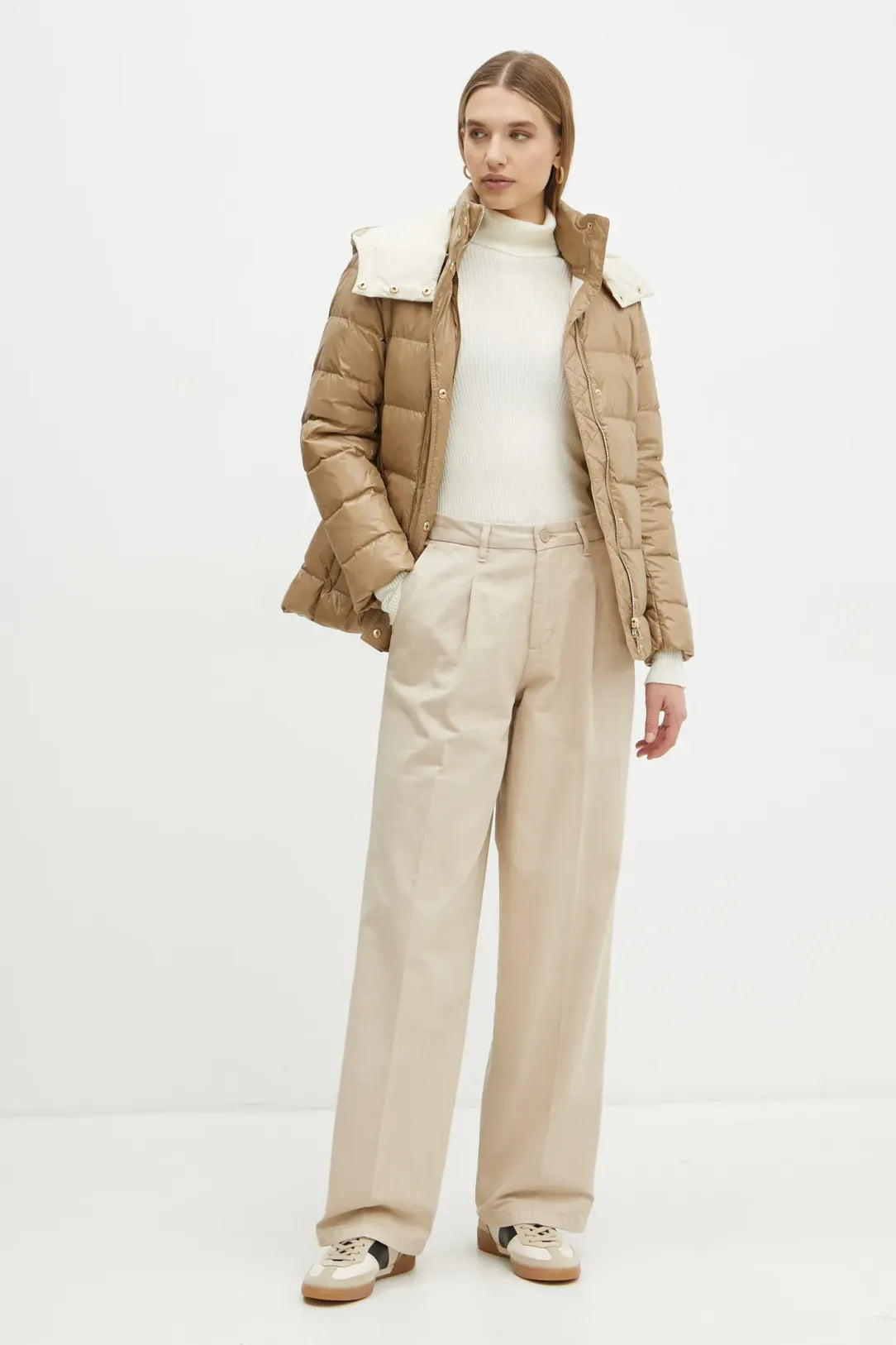 Pantalon Guess Jeans en coton beige W4BB44 WGCV2