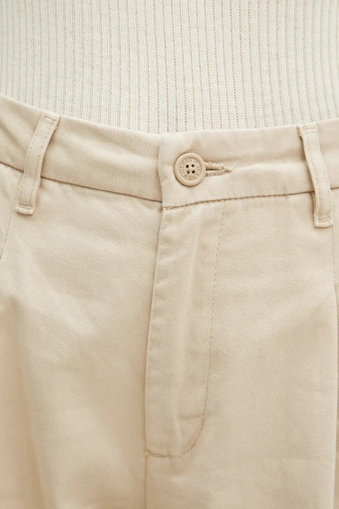 Pantalon Guess Jeans en coton beige W4BB44 WGCV2