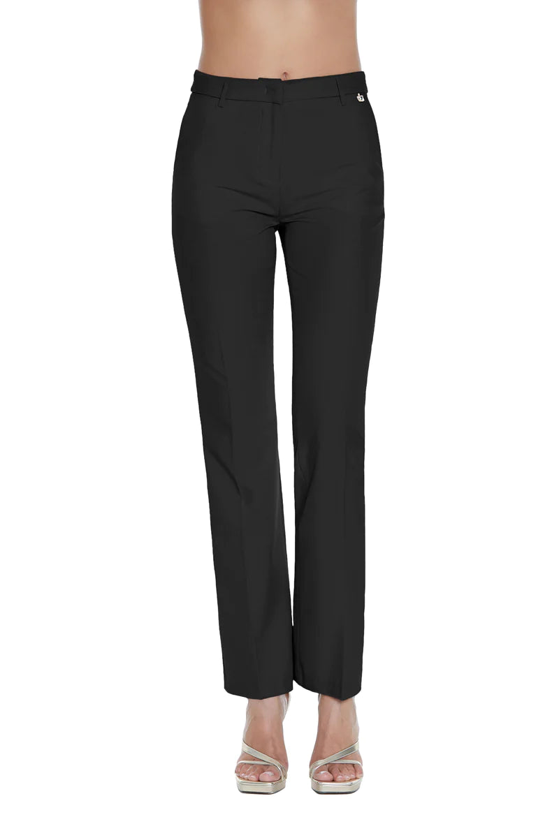 Pantalon taille haute CLOES avec poches françaises et passepoil
