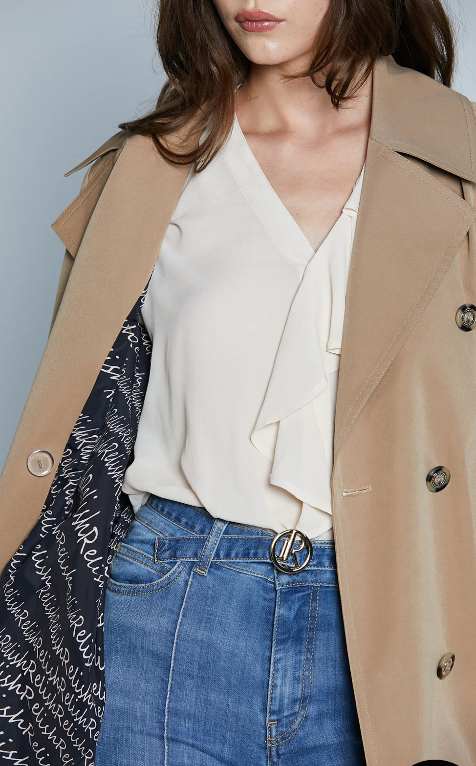Trench VALENZA M/L Doppio Petto con Alamari più Tasche più Cintura Relish