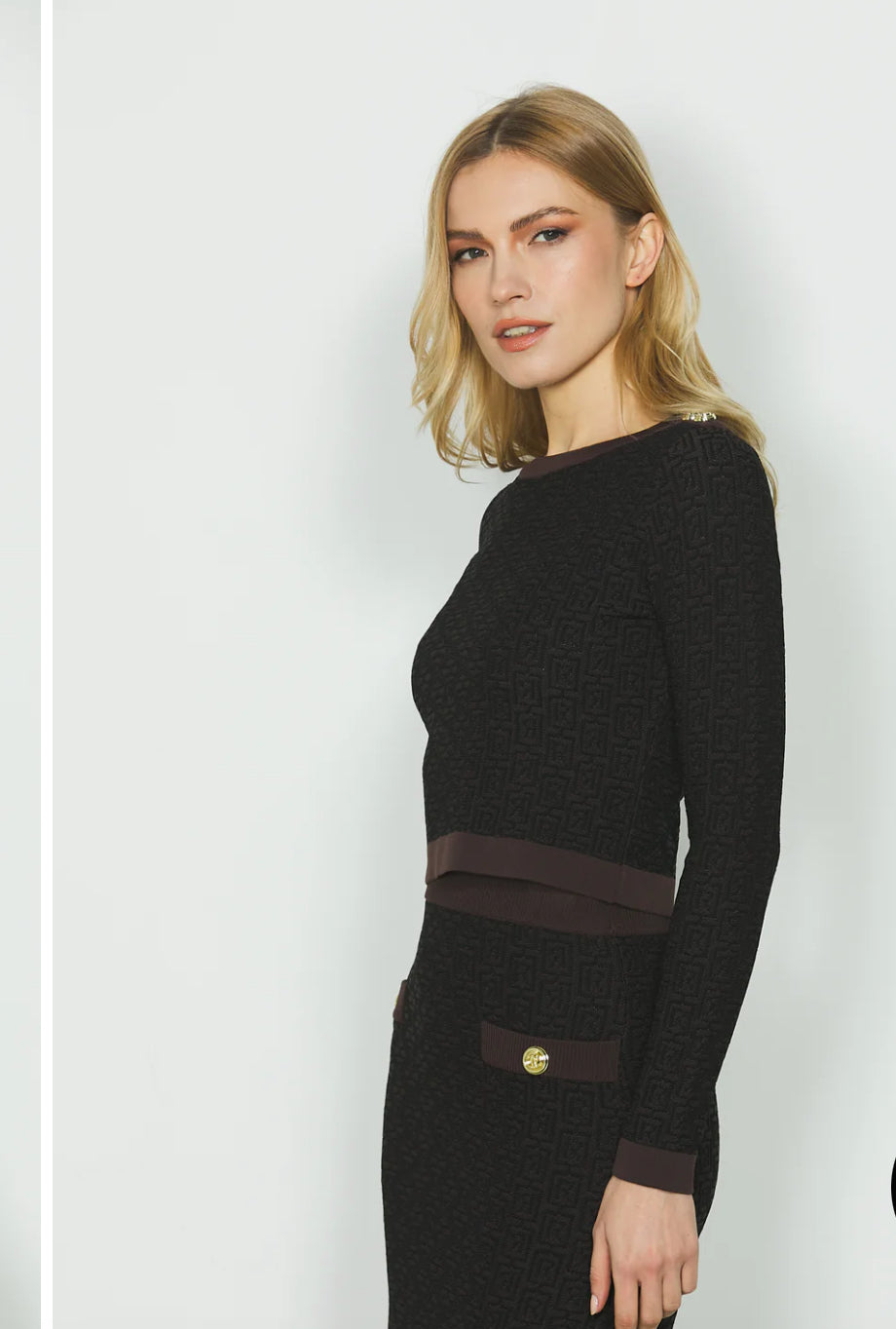 Maglia LINDA_A manica lunga con bottoni jacquard logo