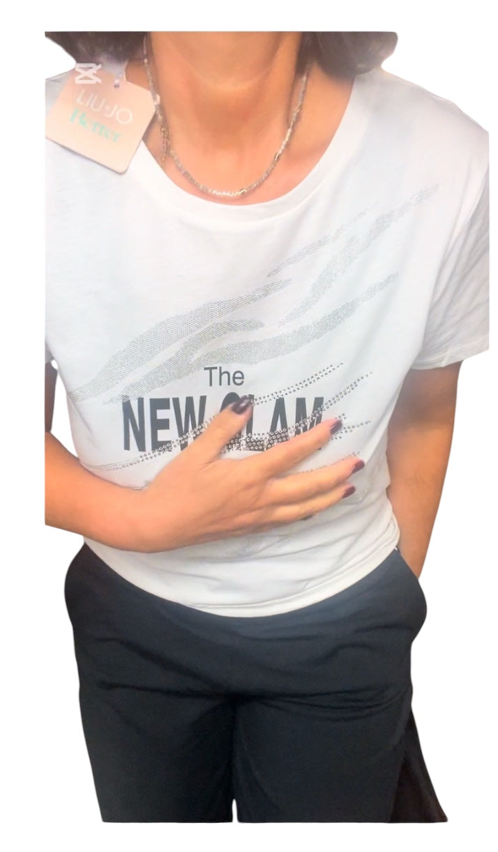T-shirt LIUJO TF4205 JS923 Bianca Regular fit